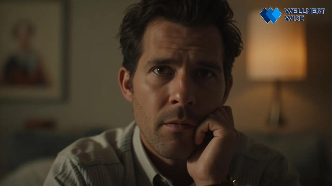 A person in deep thought, considering the long-term implications and usage of white noise for sleep.