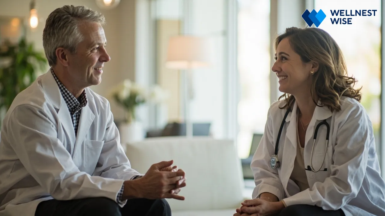Doctor advising patient on sleep health and supplement use