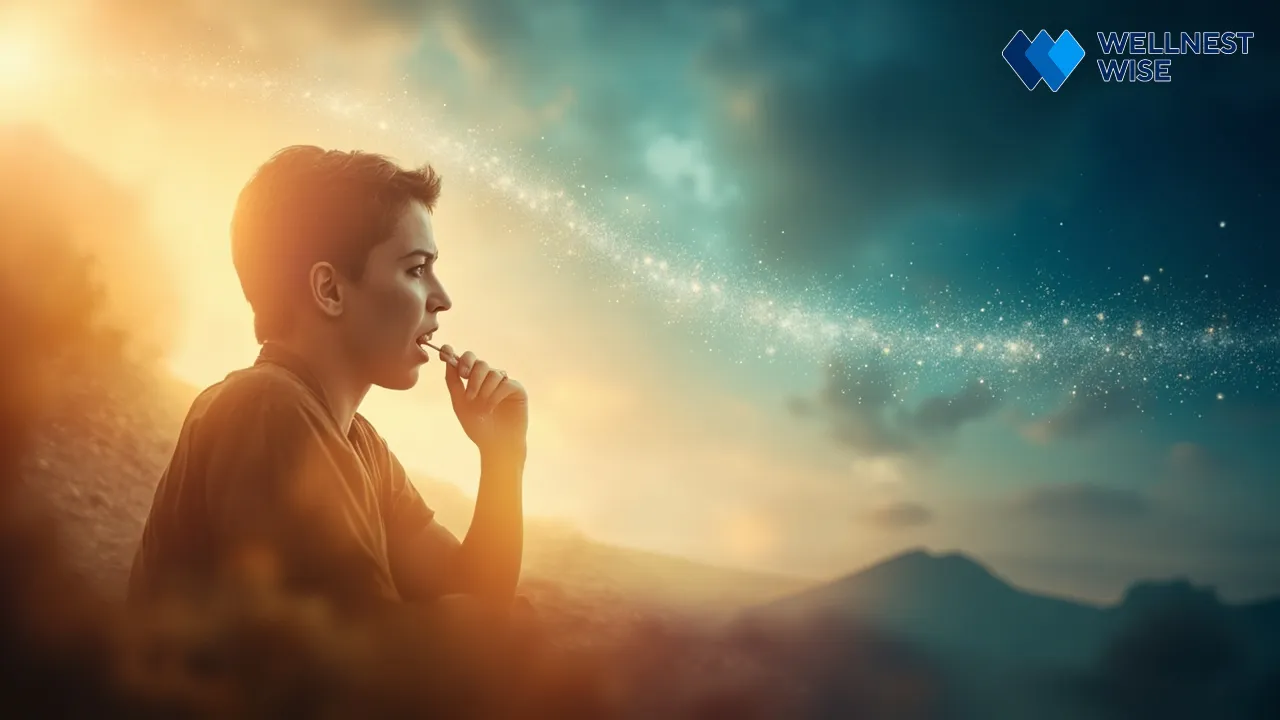 Person transitioning from day activities to restful sleep, illustrating the connection between daily rhythms and sleep quality.