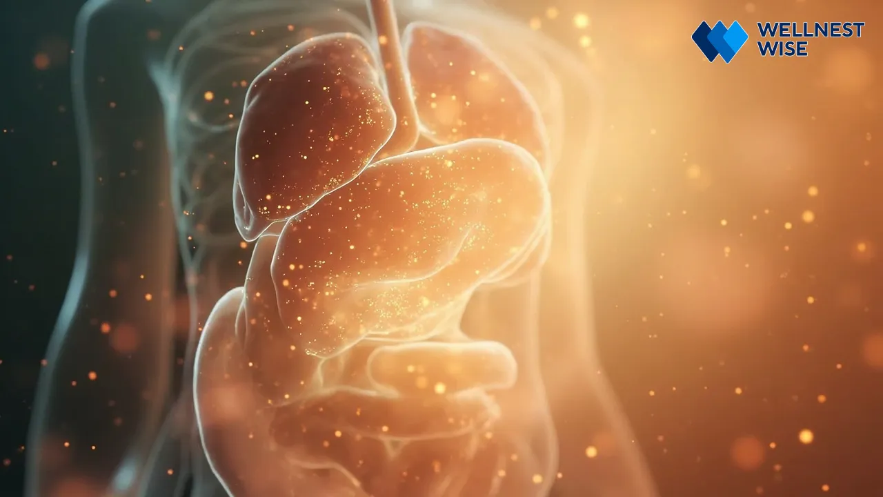 Glowing internal body systems, symbolizing metabolic health improvements and cellular repair linked to better sleep quality.