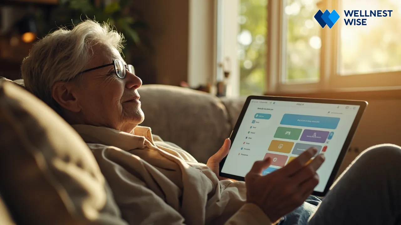 Senior selecting and using a telehealth sleep solution for digital CBT-I