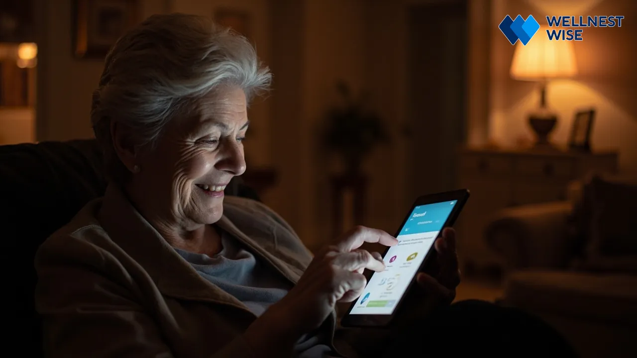 Senior selecting and using a telehealth sleep solution for digital CBT-I