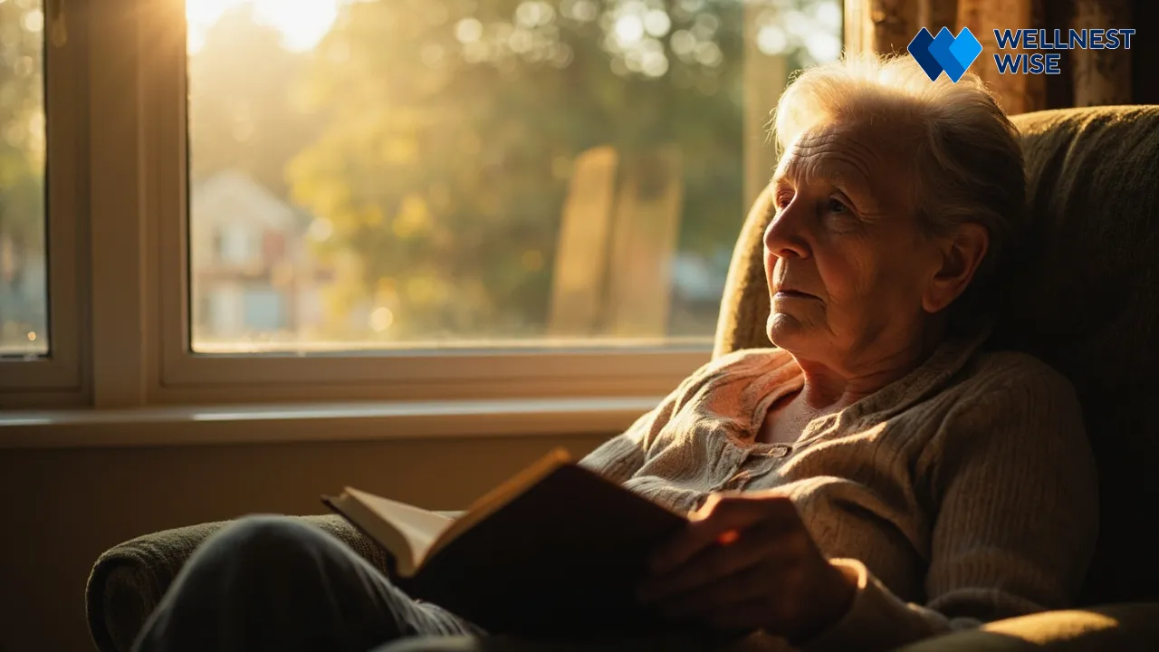 Senior contemplating sleep challenges, aging sleep patterns