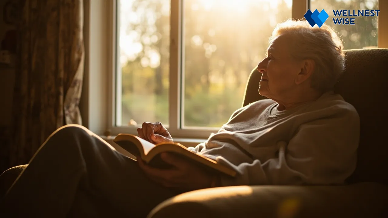 Senior contemplating sleep challenges, aging sleep patterns