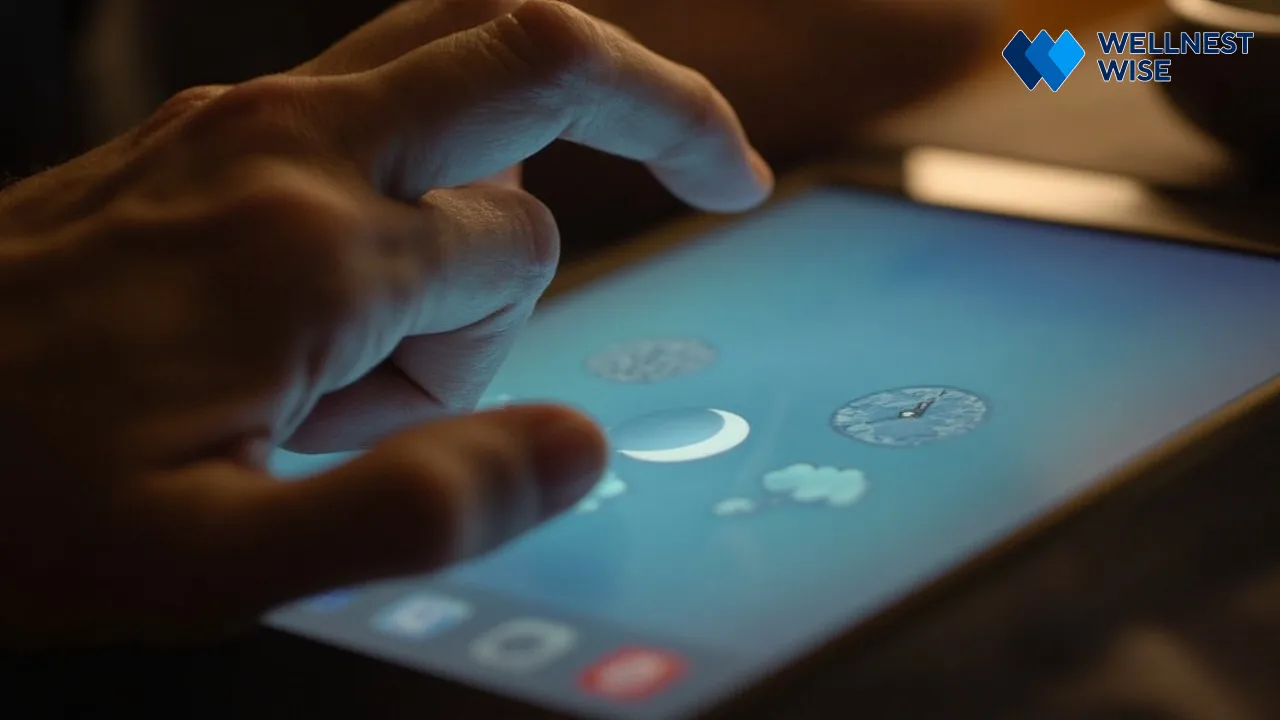 Senior interacting with a digital CBT-I application on a tablet