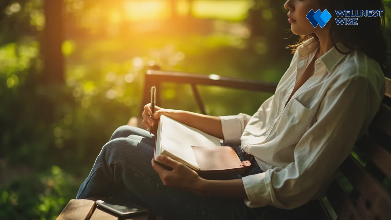 Person enjoying offline activity with smartphone nearby, symbolizing balanced digital life