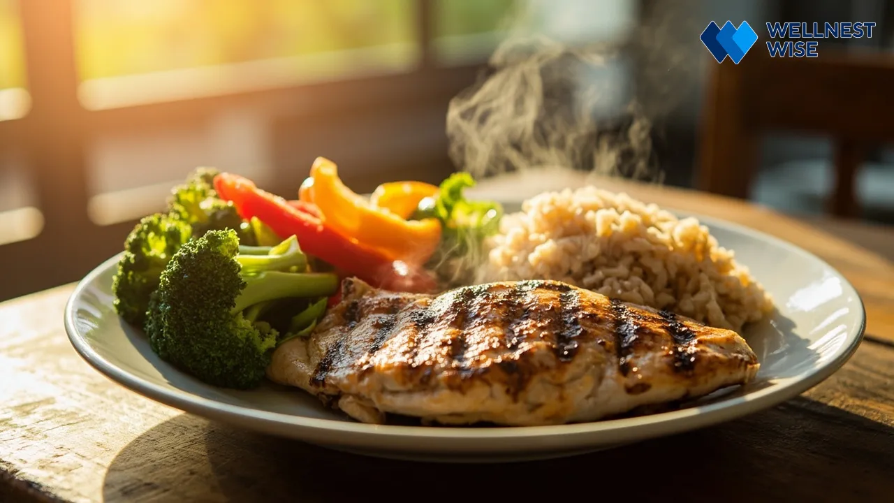 Balanced meal plate for muscle recovery and growth