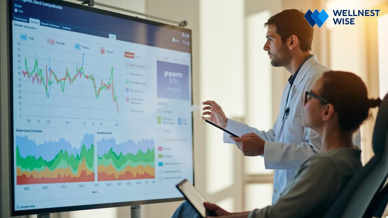 Healthcare professional reviewing body composition results with a patient, emphasizing personalized GLP-1 management.