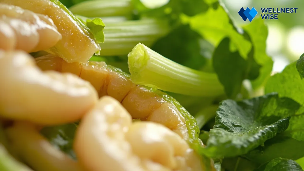 Conceptual image of celery improving gut health and digestion