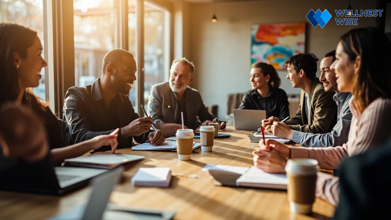 Group actively engaged in discussion, representing effective communication within a diet support network