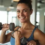 Person doing bicep curl, demonstrating healthy muscle preservation and strength while on GLP-1 treatment.