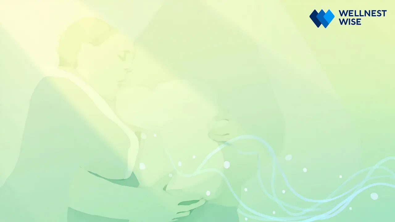 Illustration of a person experiencing relief from abdominal pain and bloating due to IBS-D treatment.