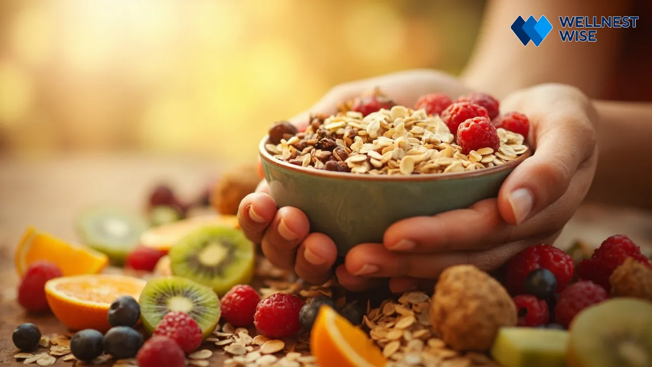 Balanced whole grain meal symbolizing stable blood sugar and metabolic health.