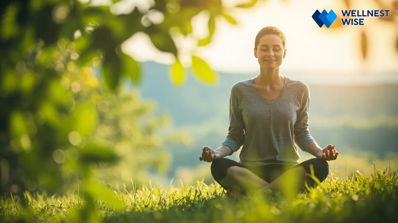 Person practicing deep breathing and mindfulness for HRV improvement