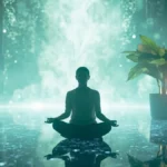 Futuristic meditation scene showing evolving mindfulness practices in 2025