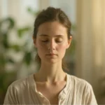 Person practicing 5.5 second breath for coherent breathing and relaxation