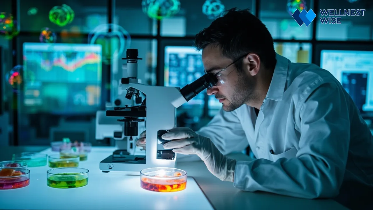 Scientist researching probiotic strains for IBS relief