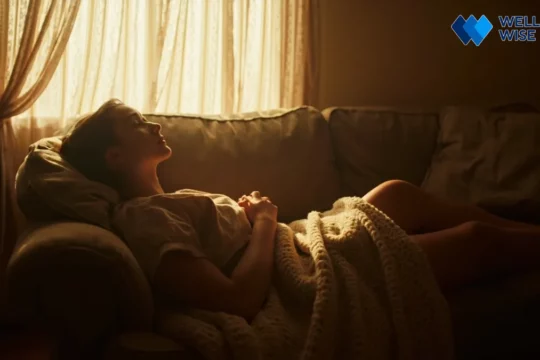 Person taking a refreshing power nap in a cozy, sunlit room