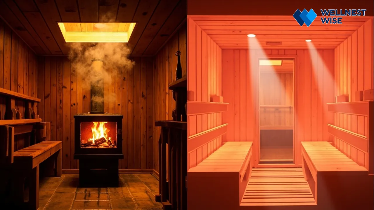 Comparison of traditional Finnish sauna and modern infrared sauna types.