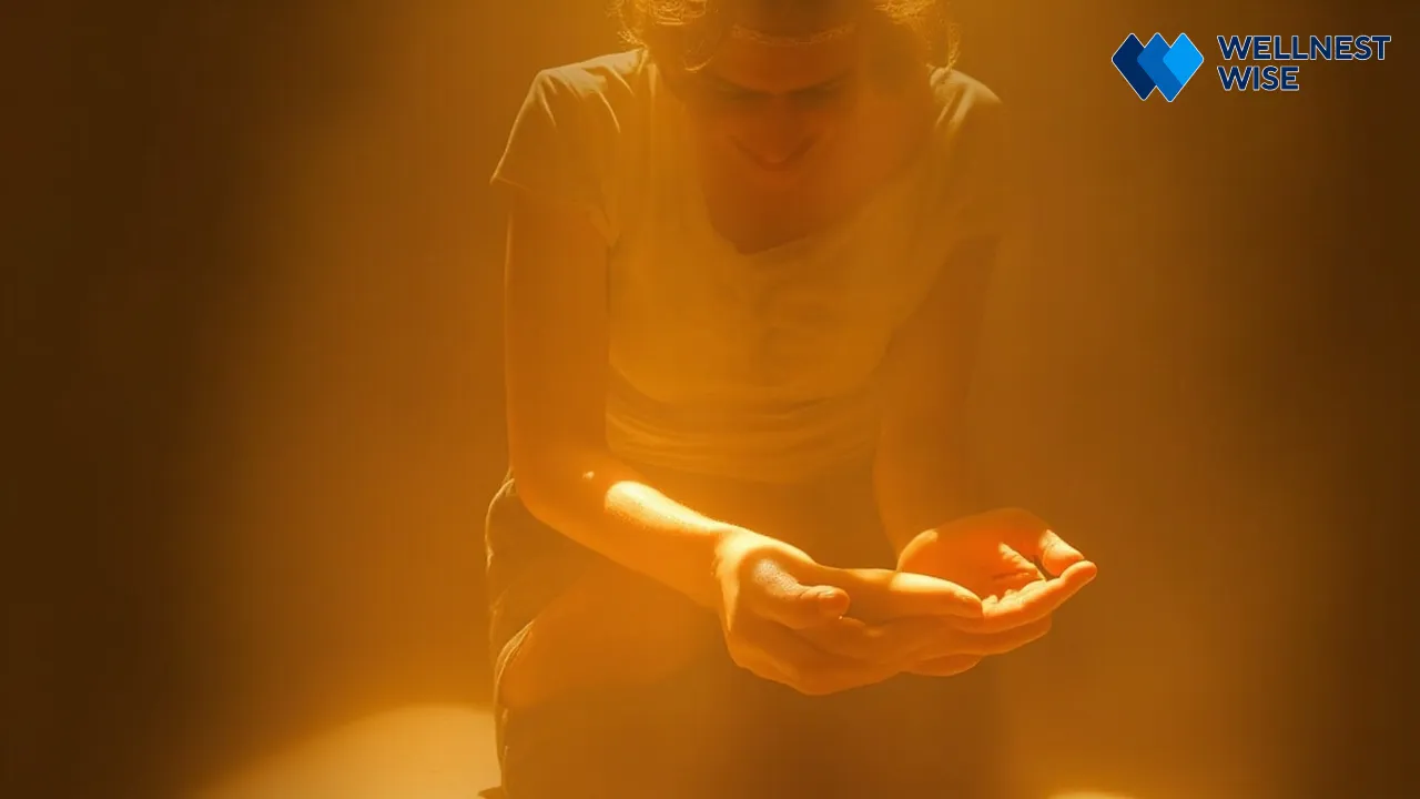 Person practicing self-kindness and self-understanding for emotional well-being.