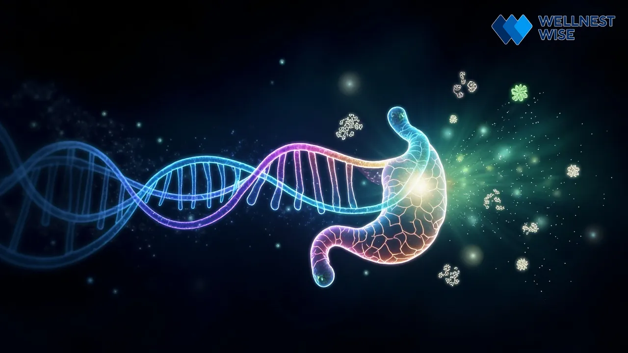 Conceptual diagram showing the synergy of probiotics and prebiotics in the gut