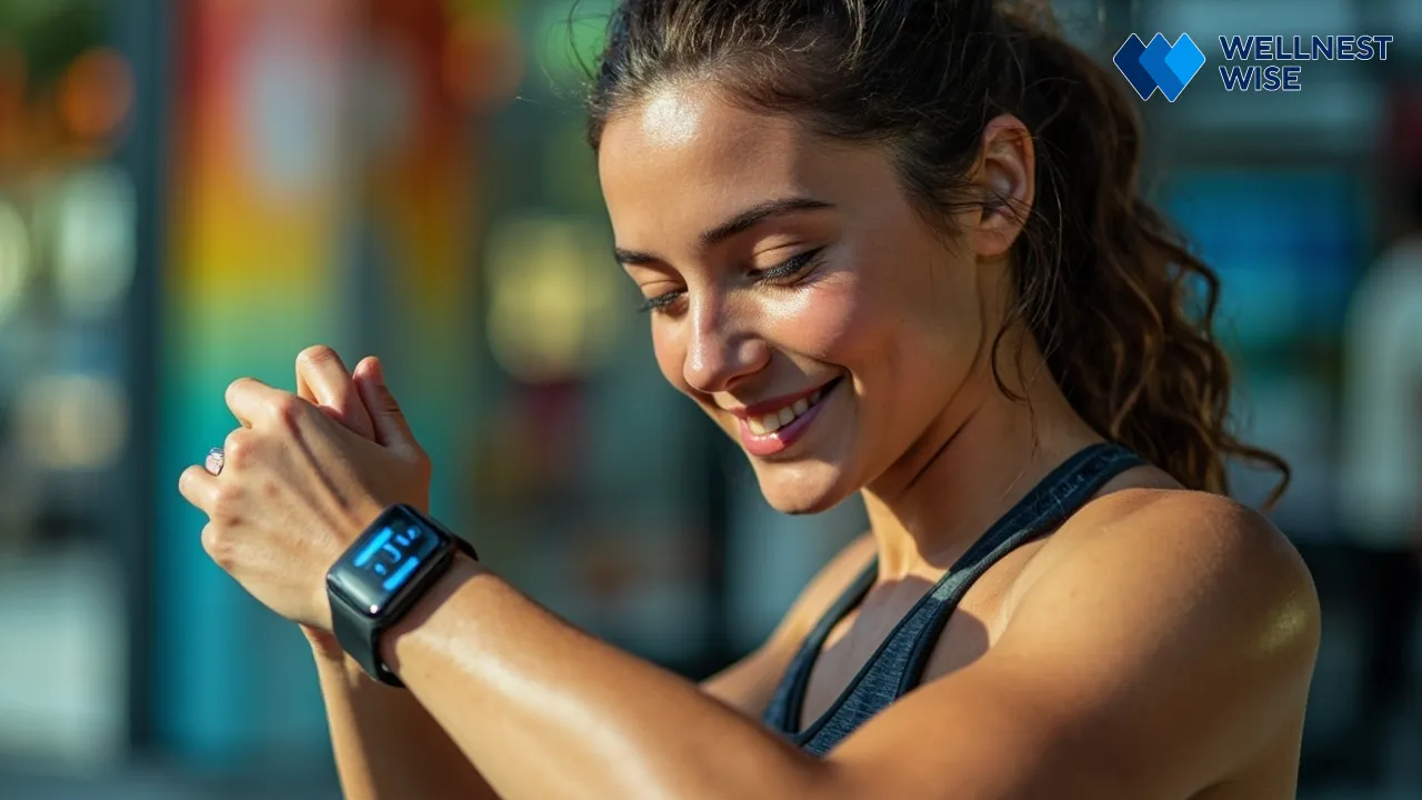 Person checking smartwatch after efficient short workout