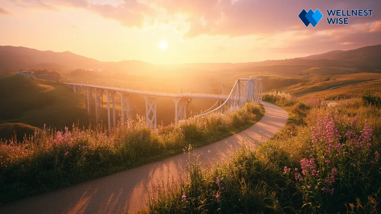 Sunrise over an interconnected landscape, symbolizing hope and future strategies to combat loneliness post-WHO report