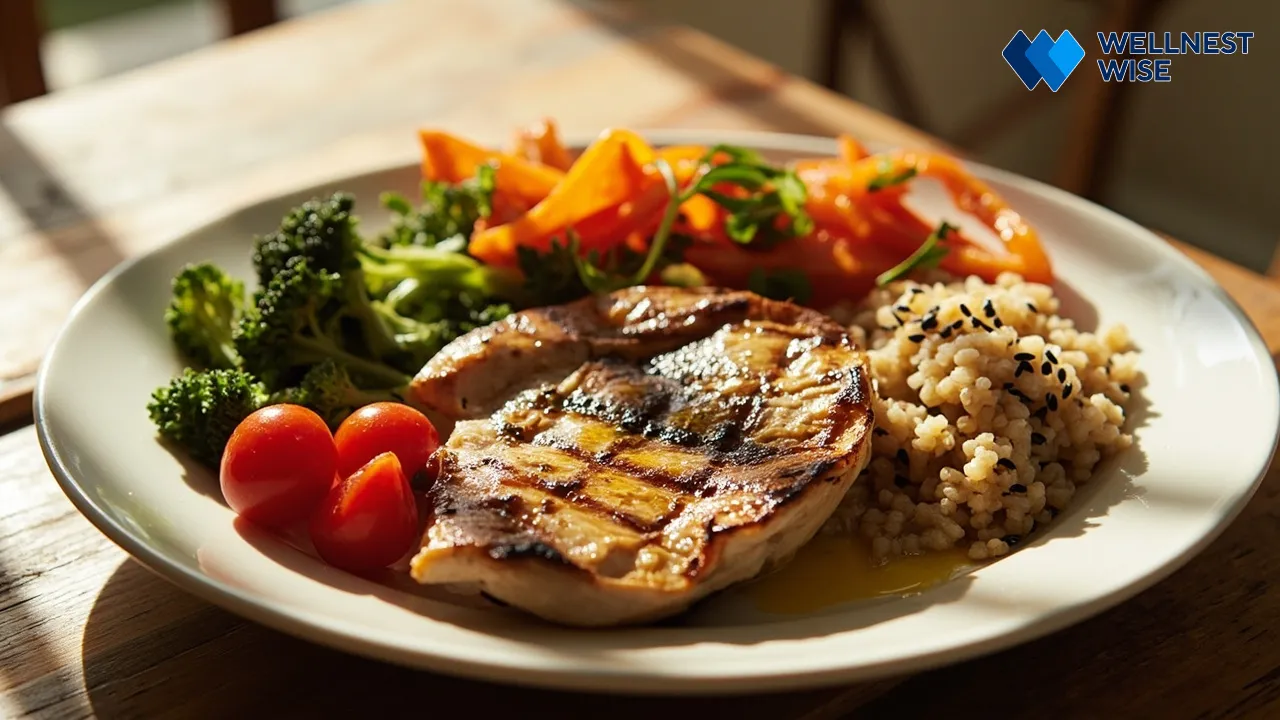 Balanced healthy meal plate for effective weight loss diet