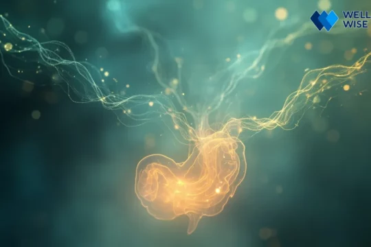 Abstract representation of brain and gut connection, symbolizing holistic health and balance.