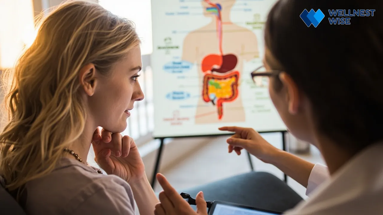 Person consulting doctor about chia seeds, showing considerations for health and digestion