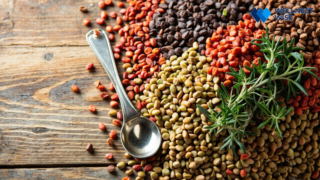 Assortment of dried lentils showcasing their raw, nutrient-rich form and different types.