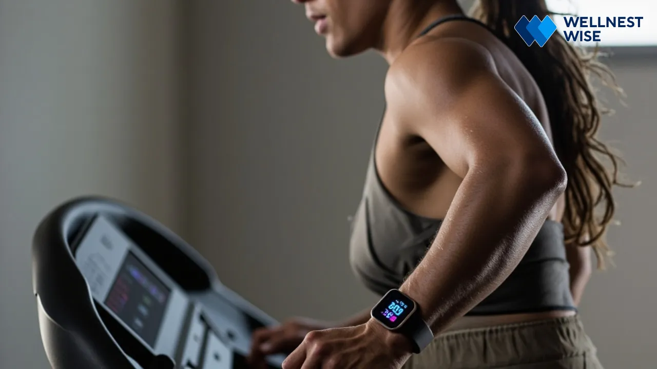 Monitoring target heart rate zone while performing interval walking for fitness gains.