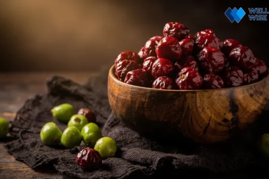 Dried and fresh jujube fruits (Chinese dates) symbolizing natural sleep aid