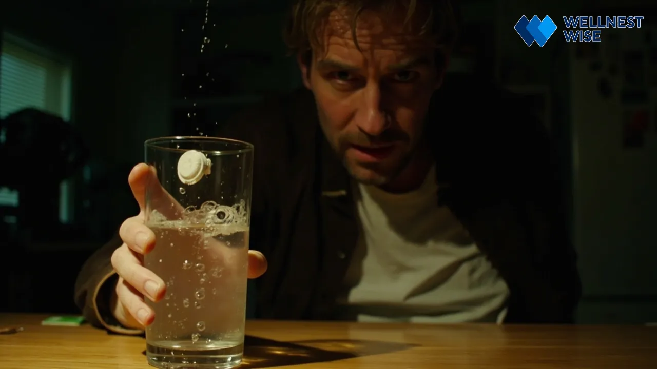 Person experiencing mild fatigue and hydrating with electrolytes.