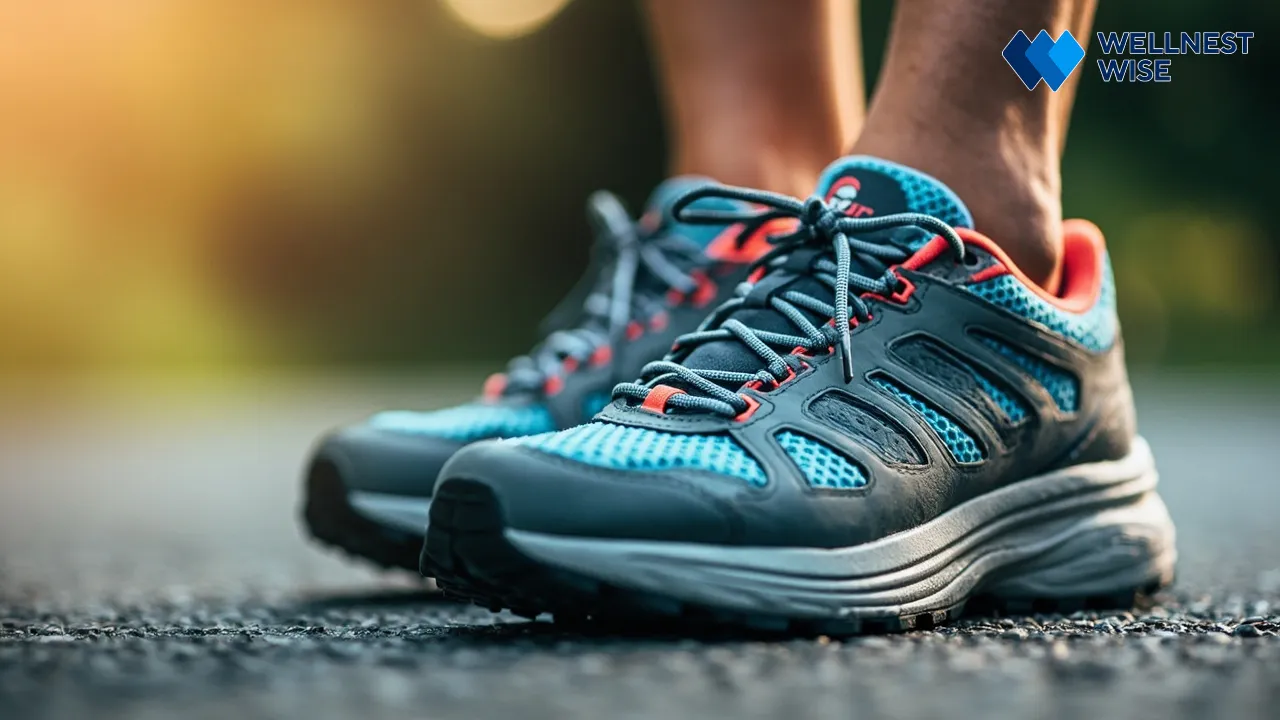 Choosing supportive athletic footwear for walking and injury prevention.