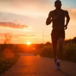 Woman standing on a running trail at sunrise demonstrating how exercise helps depression