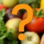 Question mark symbolizing an unclear topic over blurred healthy food items