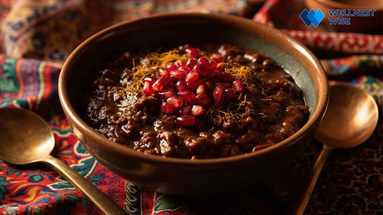Traditional Persian Fesenjan stew served in a bowl