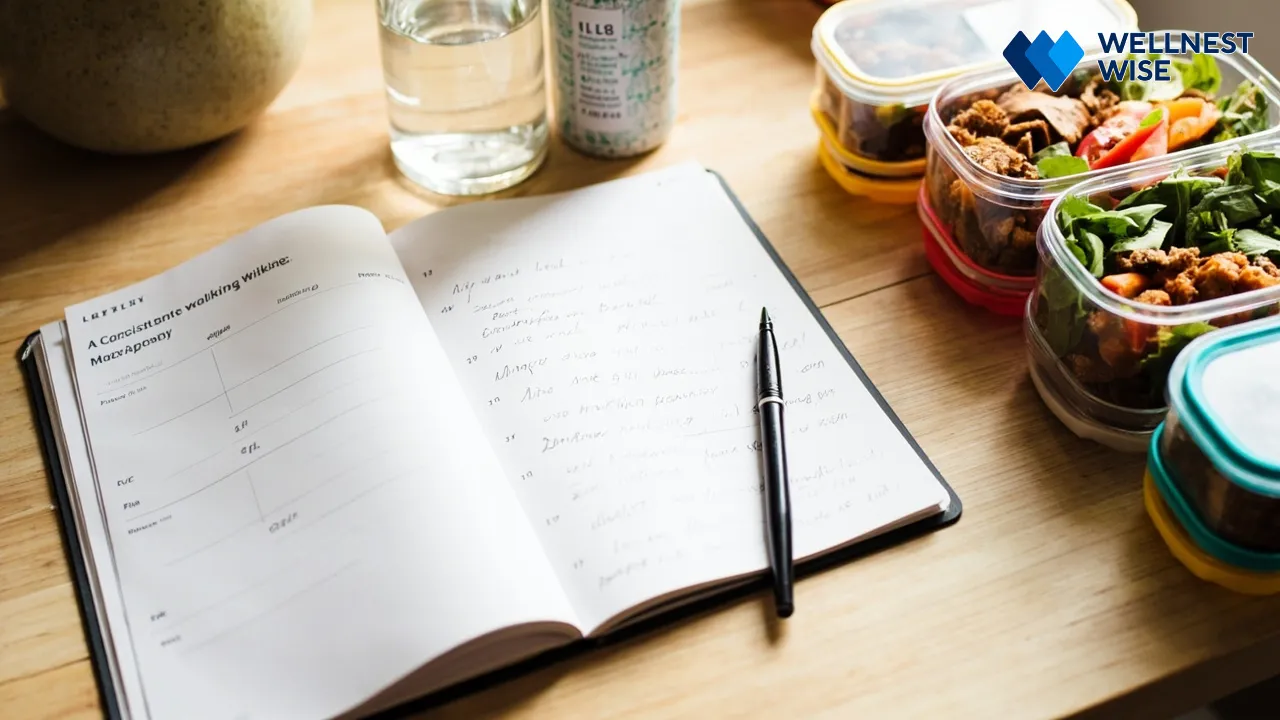 Planning weekly walking schedule for consistency and weight management success.