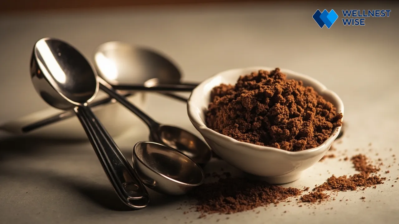 Measuring spoons indicating safe dosage of clove powder for dietary supplementation