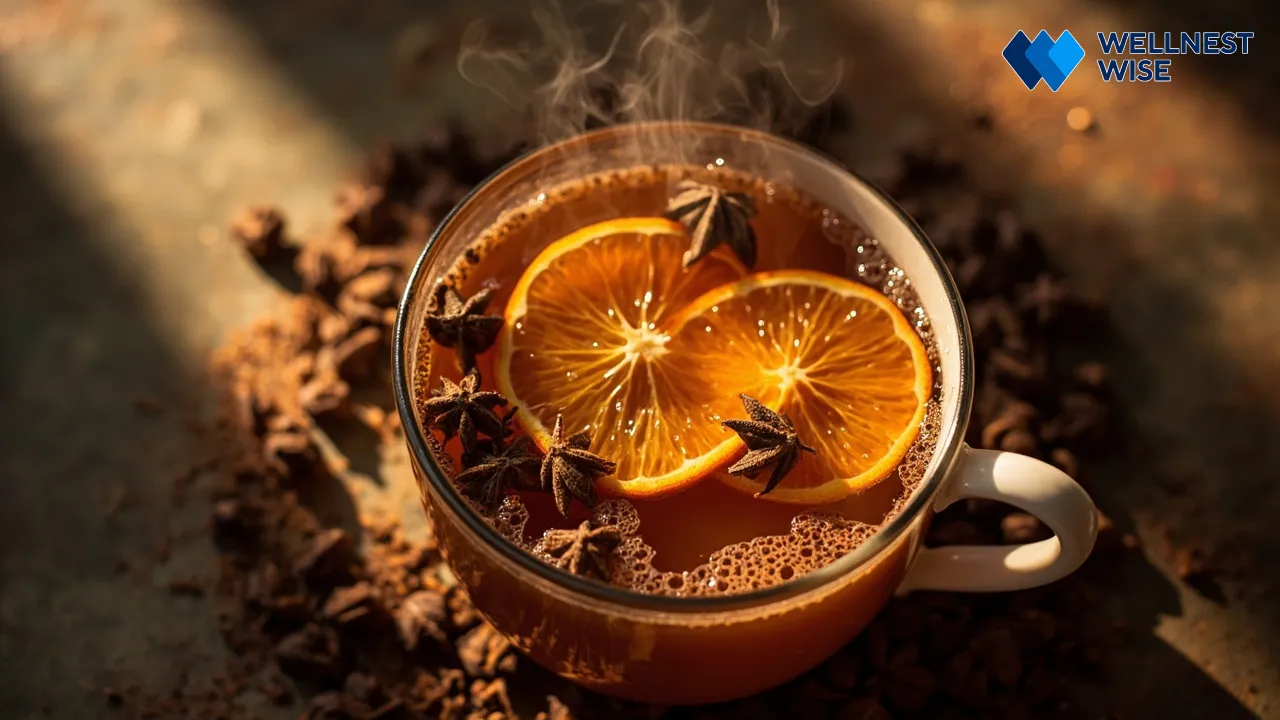 Steaming herbal tea infused with whole cloves for maximum bioavailability and flavor