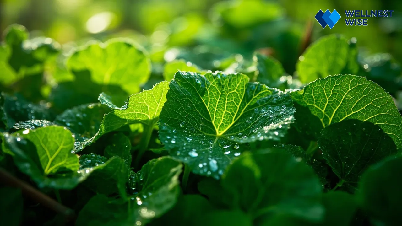 Fresh broadleaf plantain leaves (Plantago major) growing naturally, highlighting its green foliage and texture.