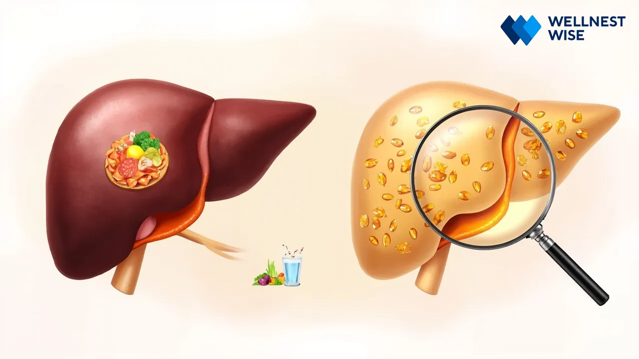 Healthy liver vs fatty liver with diet influence