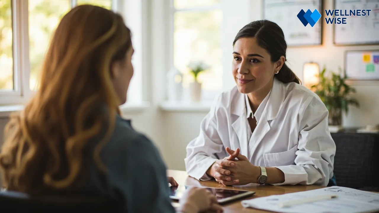 Patient discussing chronic constipation symptoms with a medical professional.