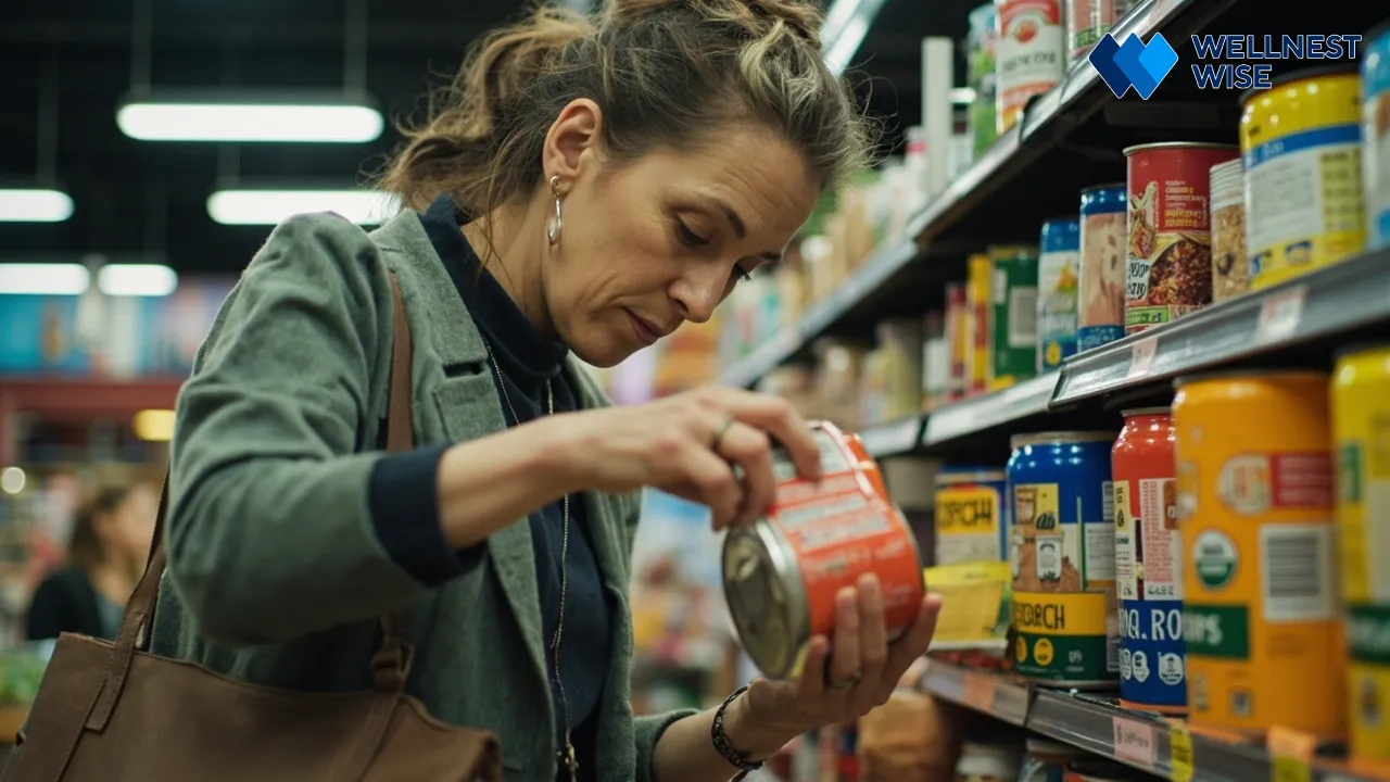 Adult examining ingredients list to avoid eczema trigger foods.