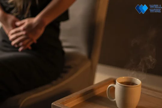 Person using gentle hand movements for abdominal massage to relieve gas and bloating immediately