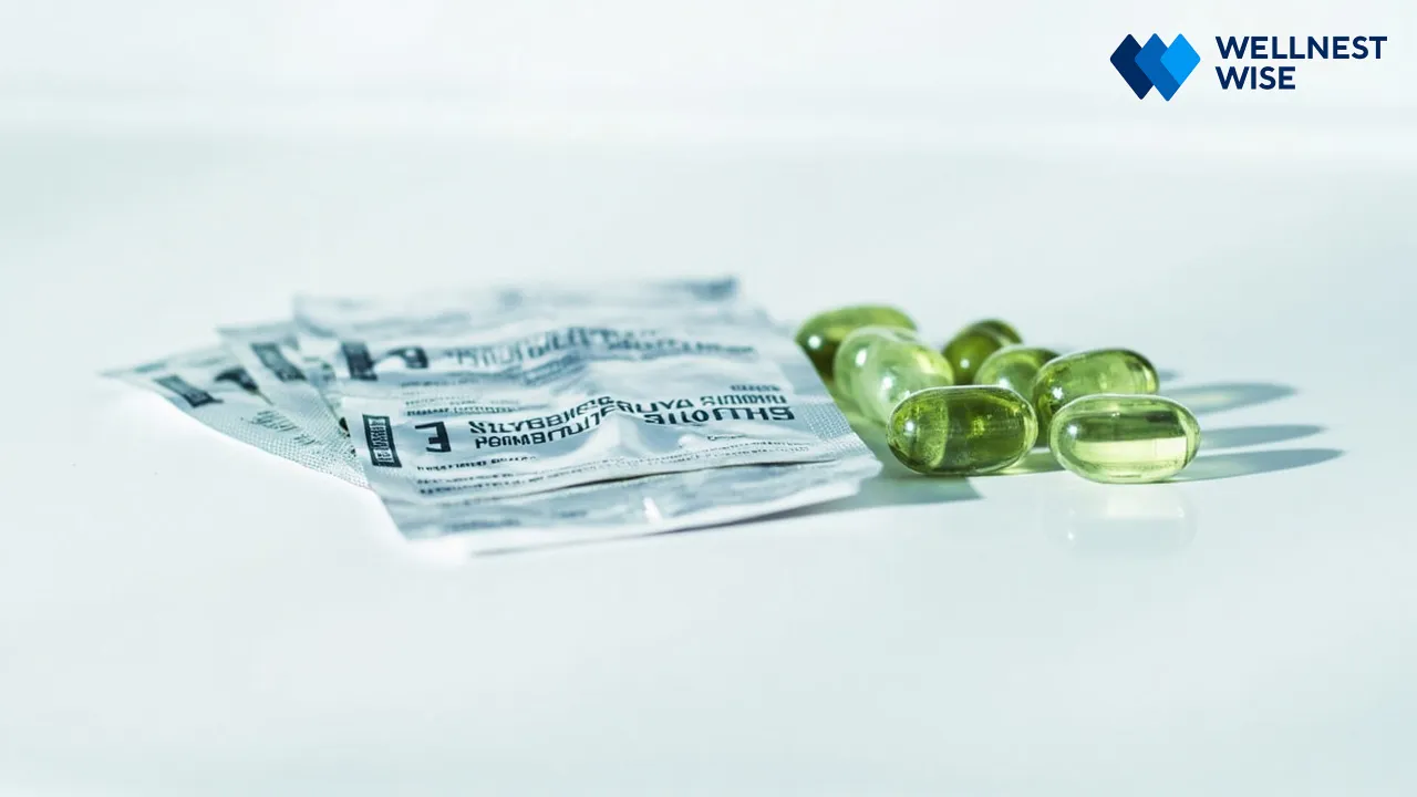 Over-the-counter anti-gas medication and peppermint oil capsules for quick bloating relief